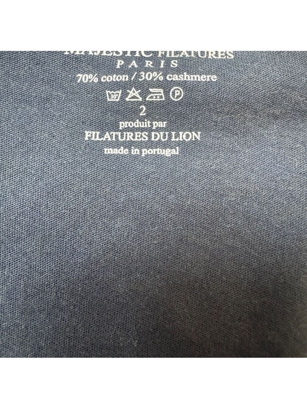 Majestic Filatures Women's Cashmere Cotton Long Sleeve Tee Navy Blue Casual 2/S - Picture 8 of 10